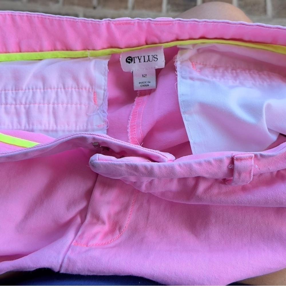 STYLUS Pink Bermuda Shorts Casual Cotton Blend - Picture 3 of 6